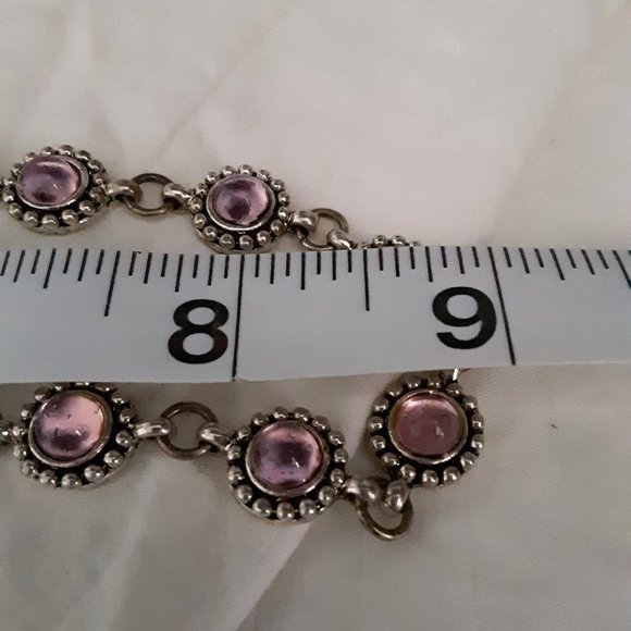 MKM Design silvertone and purple/pink stones - Picture 5 of 7